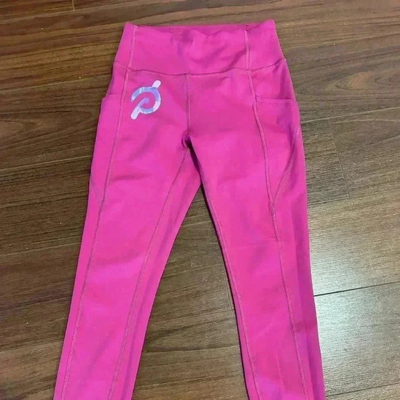 Peloton Move Mission Tulip Hem Leggings Pink EUC - Picture 1 of 4